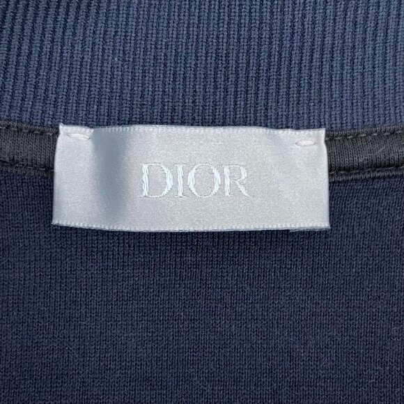 CM0201 Dior Navy Blue Full-Zip Sweatshirt With Logo Patch & Zippered Pockets - Picture 5 of 8